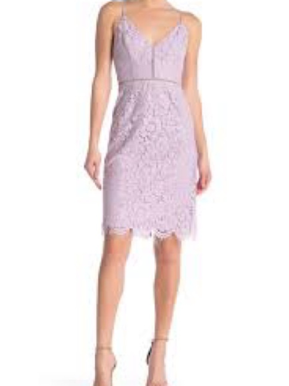 Missguided Lilac Lace Midi Dress with Spaghetti Straps